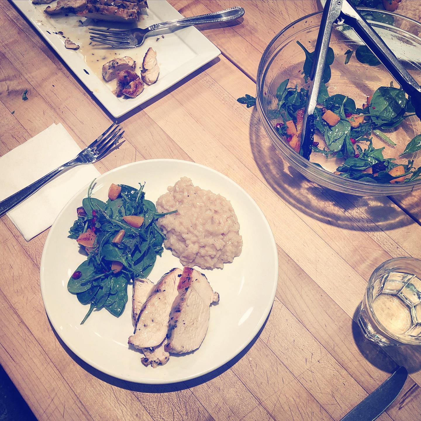 Chicken salad on wooden table