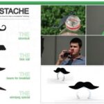 A fun 'stache-themed product display featuring various mustache designs.