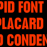 Bold red text in Stupid font with placard style.