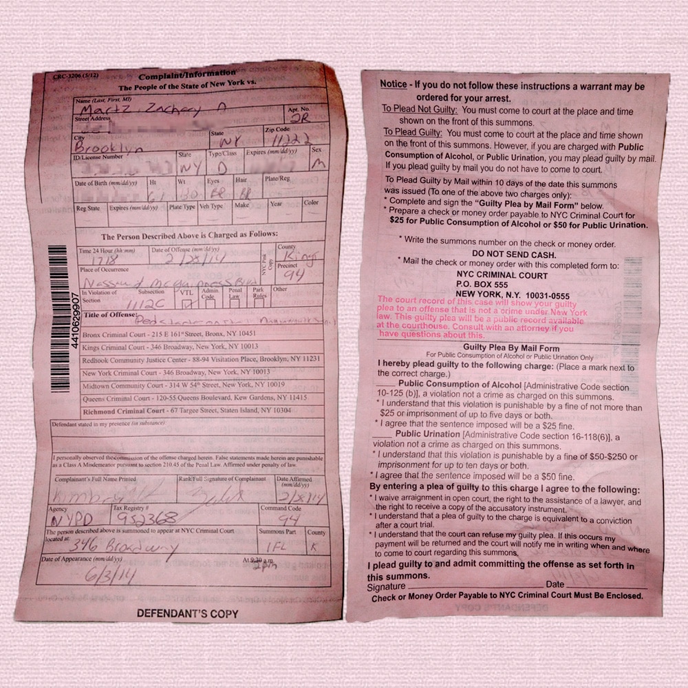 NYC Jaywalking a Pink Summons Nightmare