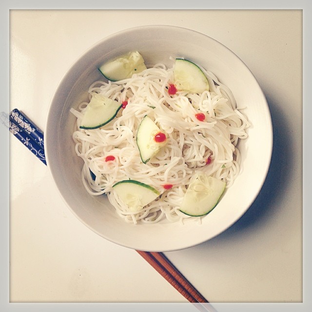 Chilled Somen with Cucumber, Mint, & Sriracha