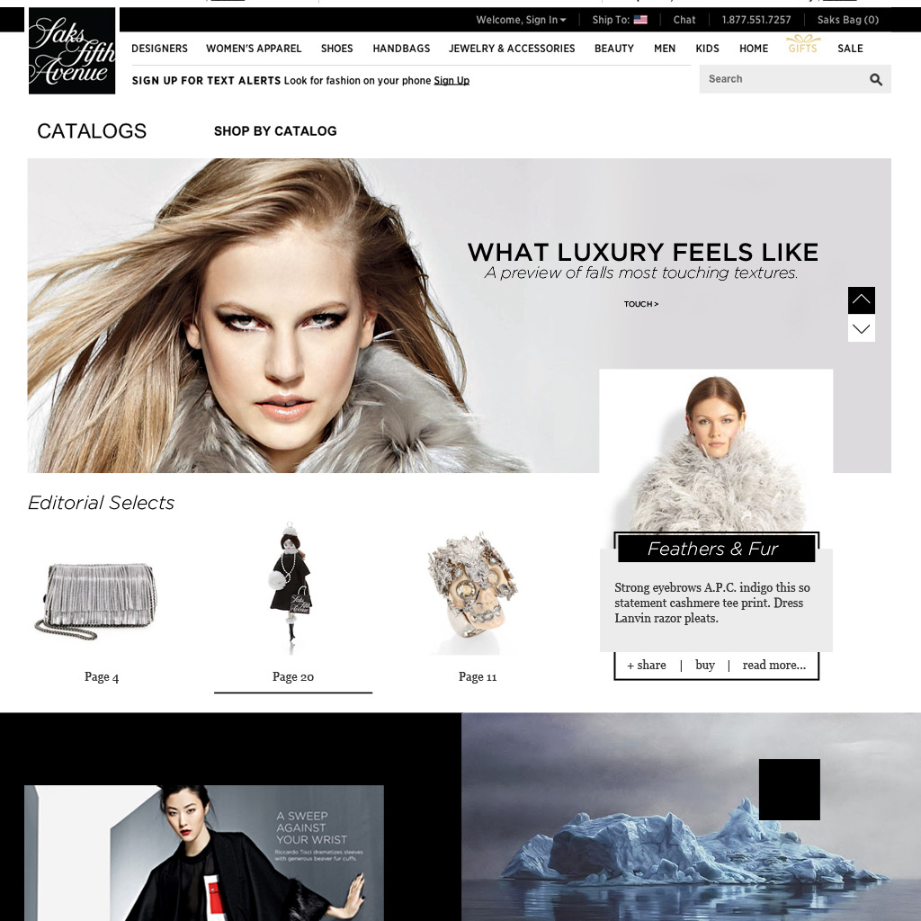 SAKS CATALOG CONCEPT - CATALOG LANDING page