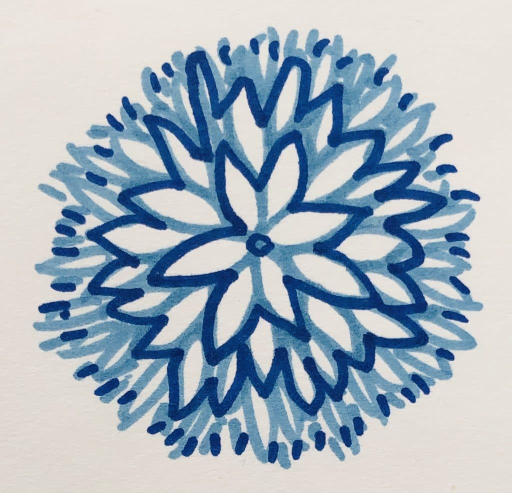 blue doodle flower